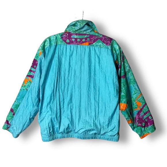 Sergio Tacchini Vintage Windbreaker Sz 10 Womens Italian Blue 80's Retro Jacket - Picture 6 of 10